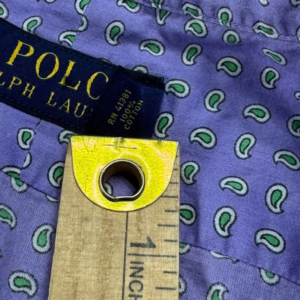 Polo‎ Ralph Lauren Shirt Mens XL Purple Paisley Cotton Long Sleeve Button Down